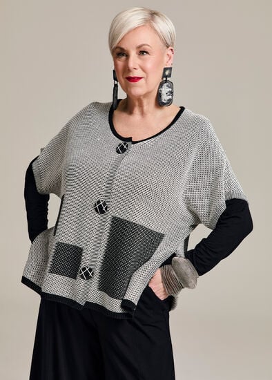 Plus Size Square Cotton Modal Knit Cardigan