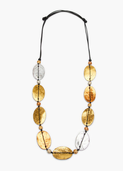 Long Metallic Oval Necklace