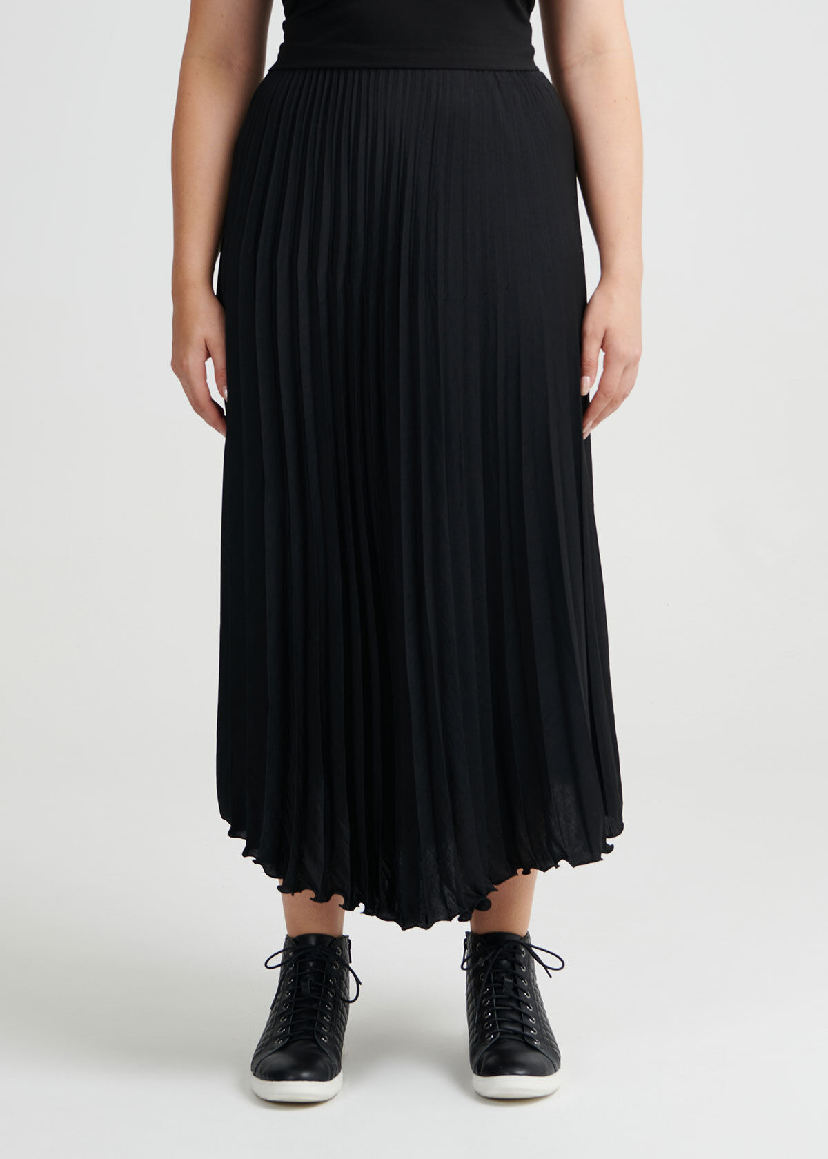 Shop Plus Size Sunray Pleat Skirt in Black Taking Shape AU