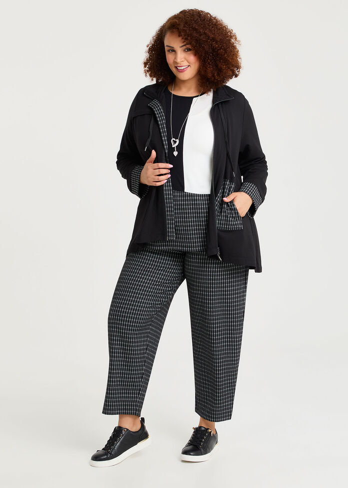Bamboo Knit Plaid Top, PRINT, hi-res