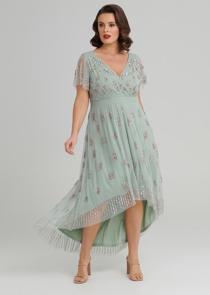 Shop Plus Size Beaded Cocktail Dress, Green