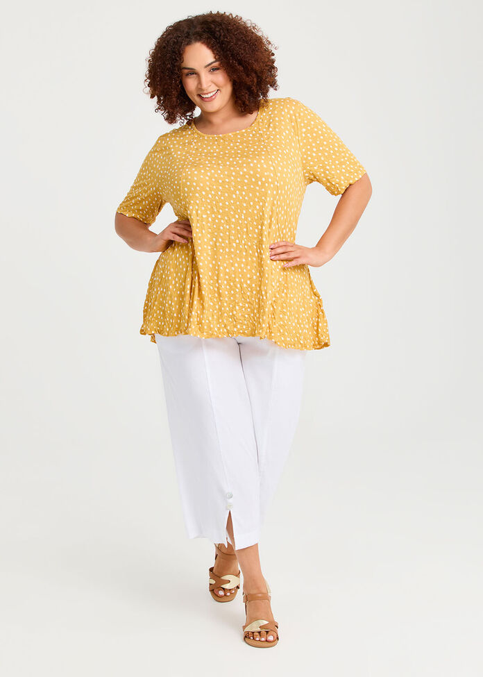 Foil Bamboo Peplum Crush Top, , hi-res