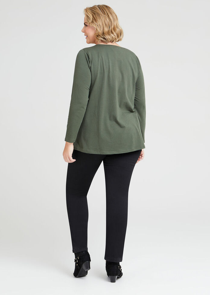 Shop Plus Size Organic Long Sleeve Basic Top in Red | Taking Shape AU