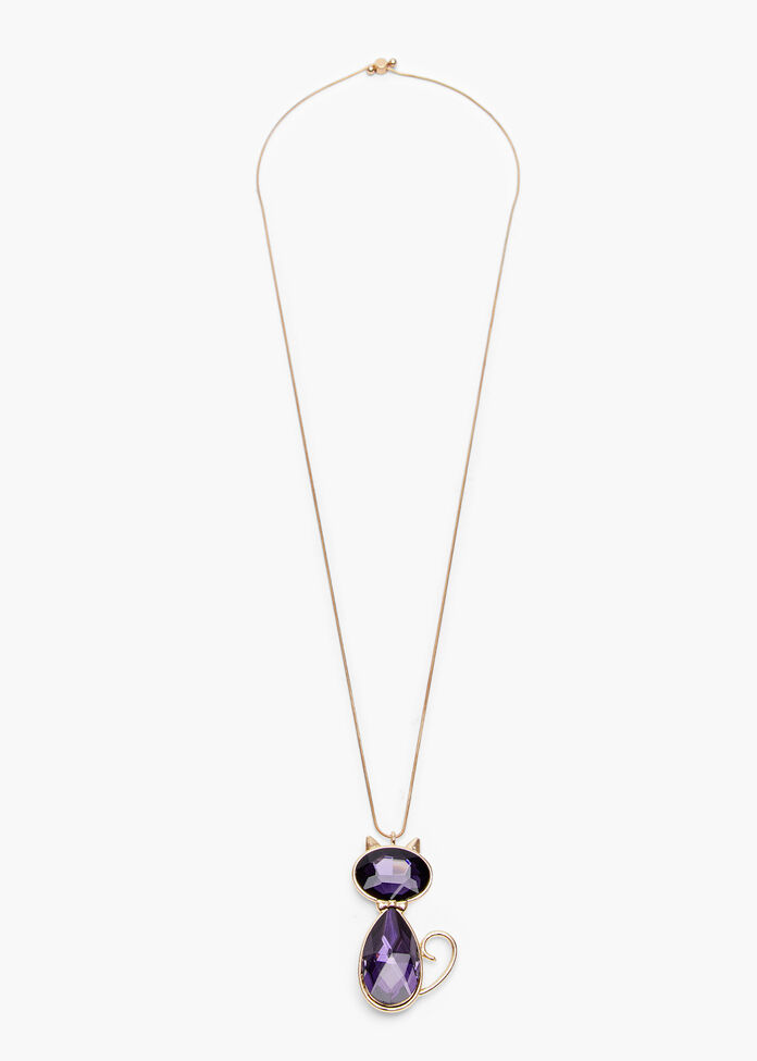 Crystal Cat Necklace, , hi-res