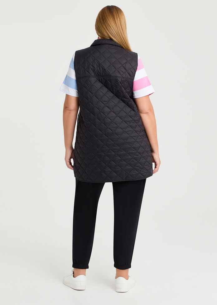 Quilted Collared Vest, , hi-res