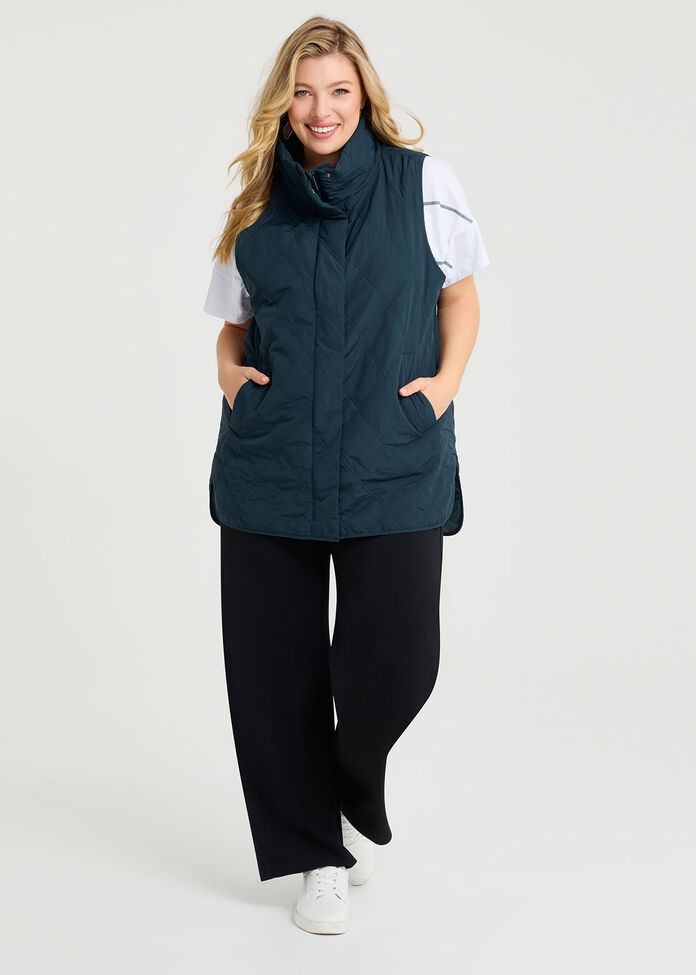 Relaxed Puffer Quilted Vest, , hi-res
