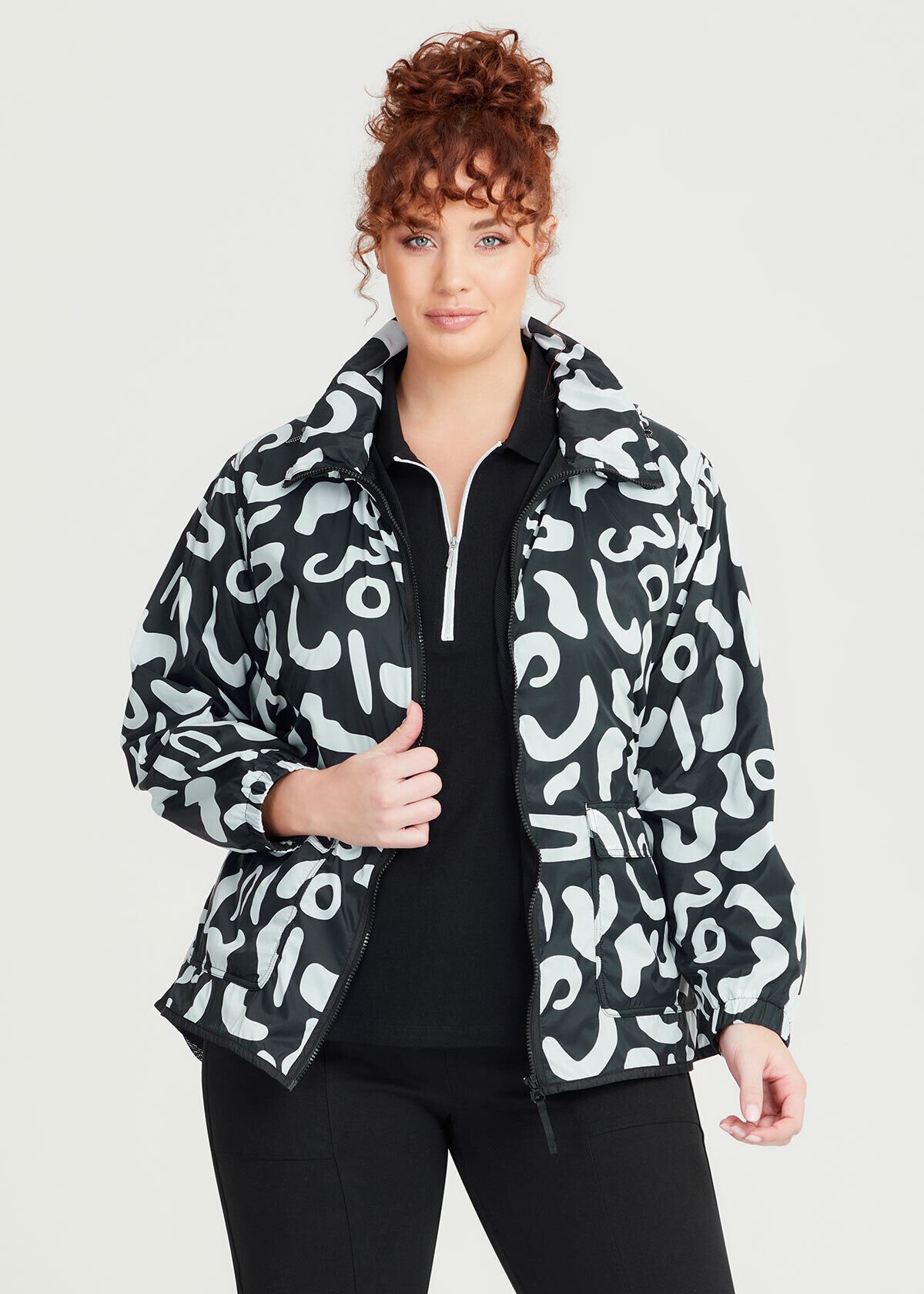 Active Abstract Print Rain Jacket