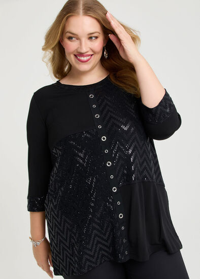 Plus Size Eyelet Spliced Luna Tunic