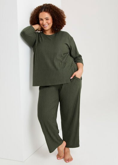 Plus Size Cosy Rib Marle Lounge Pant