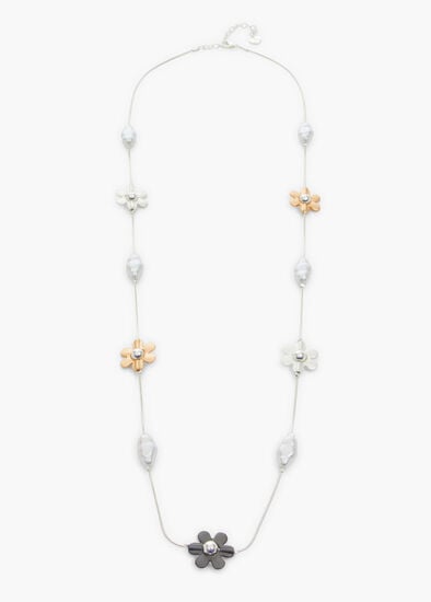 Natural Flower & Pearl Necklace