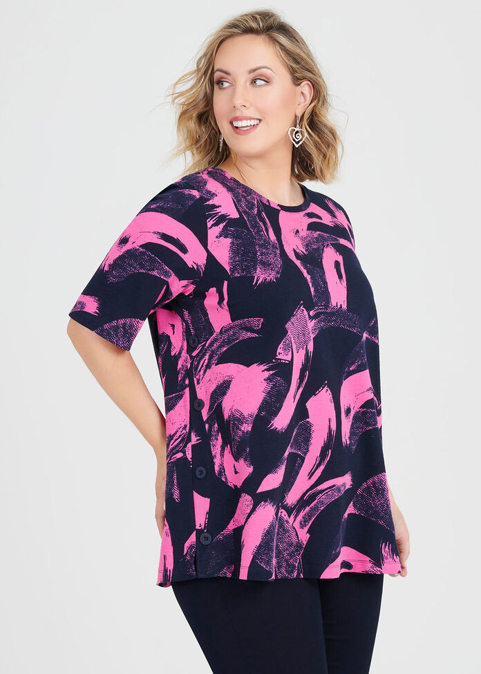 Cotton Brush Strokes Top, , hi-res
