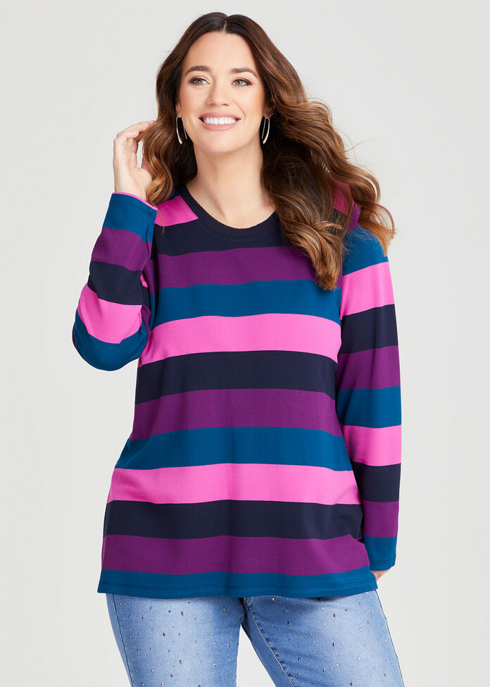 Shop Plus Size Bamboo Ponte Multi Stripe Top in Multi | Taking Shape AU