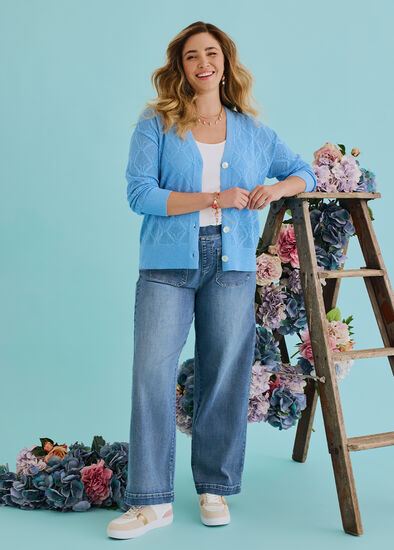 Plus Size Cotton Wide Leg Pocket Jean