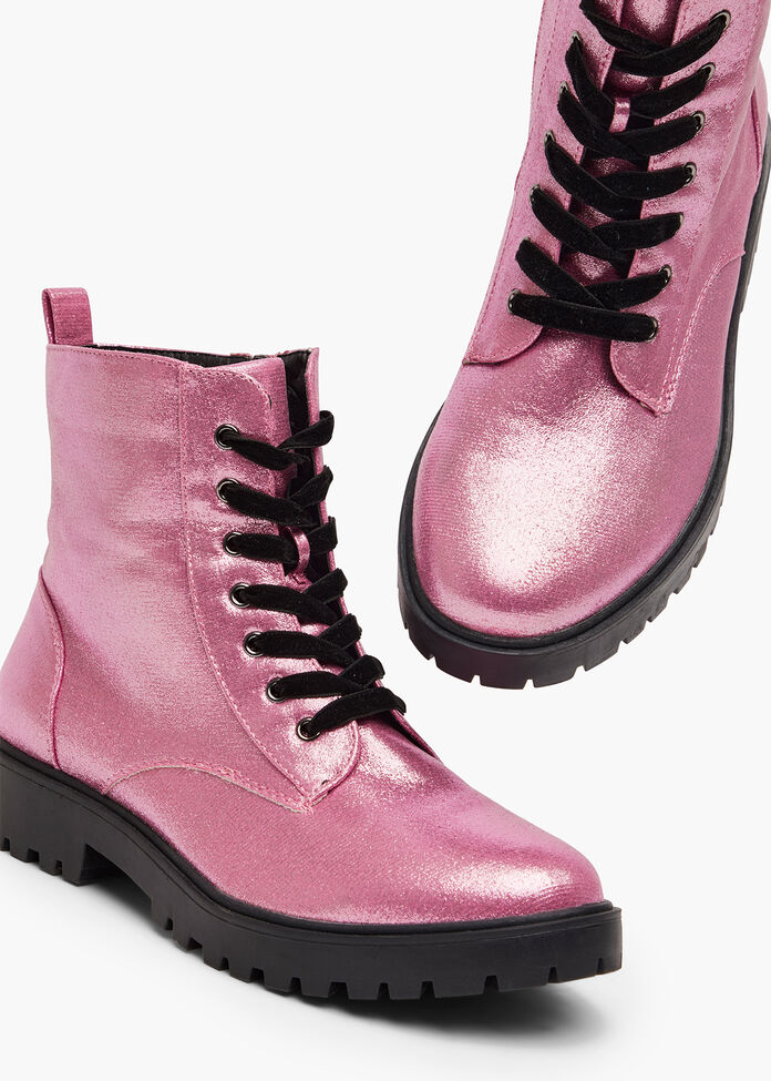 Sparkly Lace Up Boot, LIGHT PINK, hi-res