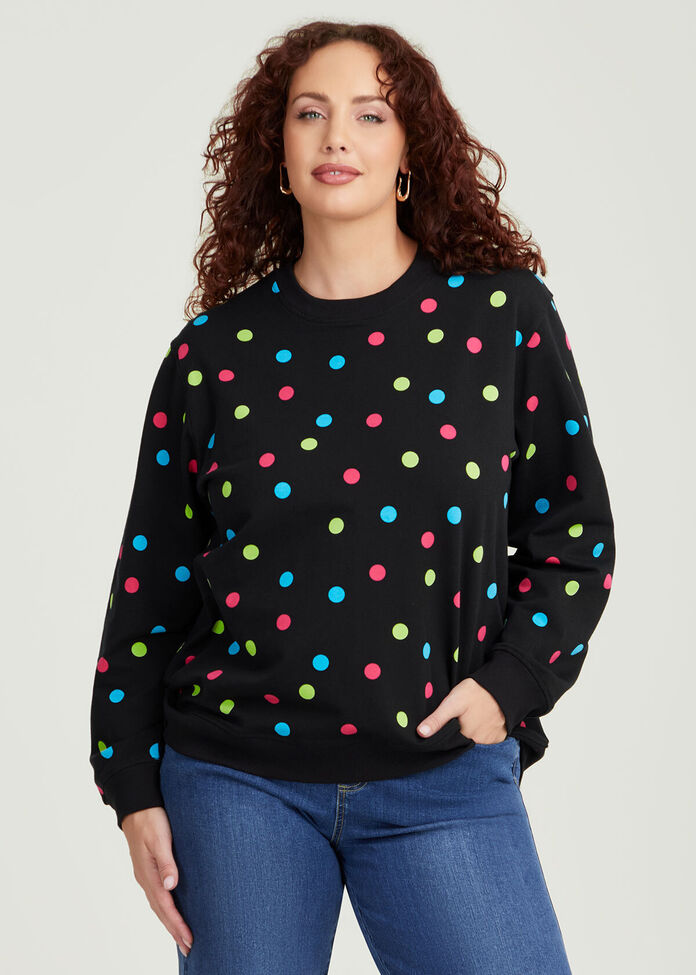 Cotton Multi Spot Sweatshirt, , hi-res