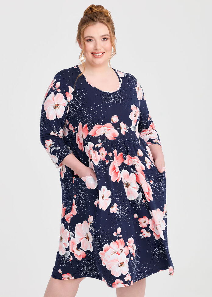 Floral Empire Line Dress, , hi-res