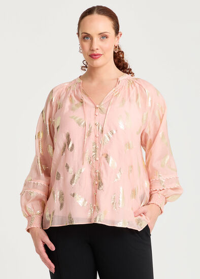 Plus Size Gold Leaf Tencel Blouse