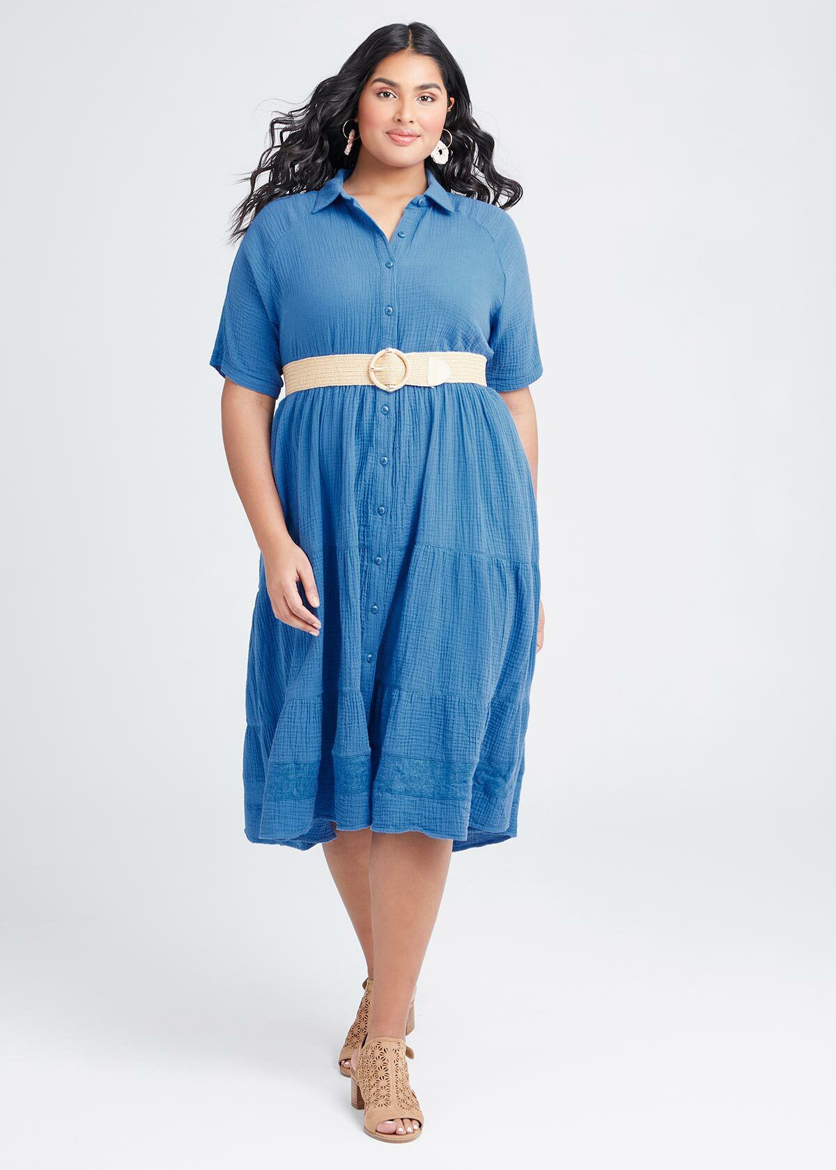 Shop Cotton Coastal Tier Shirt Dress in 