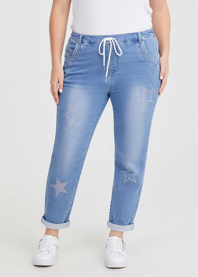 Plus Size Cotton Embellished Star Jogger