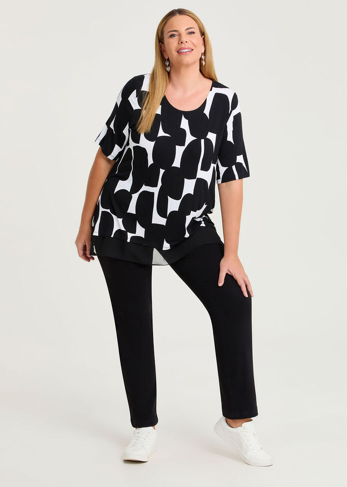 Bamboo Spot Chiffon Hem Top, , hi-res