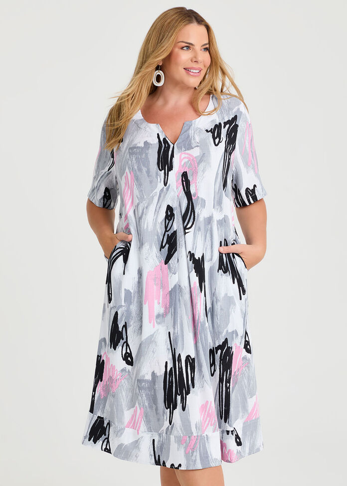 Natural Lila Sketch Dress, , hi-res