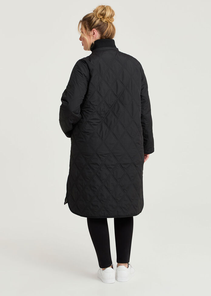 Hooded Quilted Puffer Jacket, BLACK, hi-res