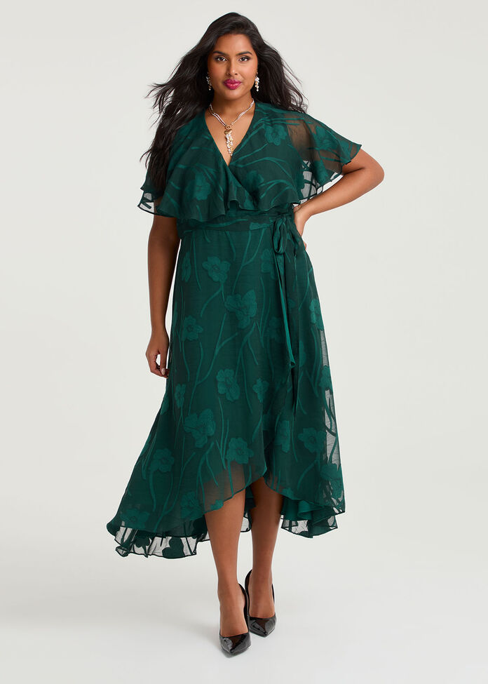 Livia Floral Jacquard Wrap Dress, , hi-res