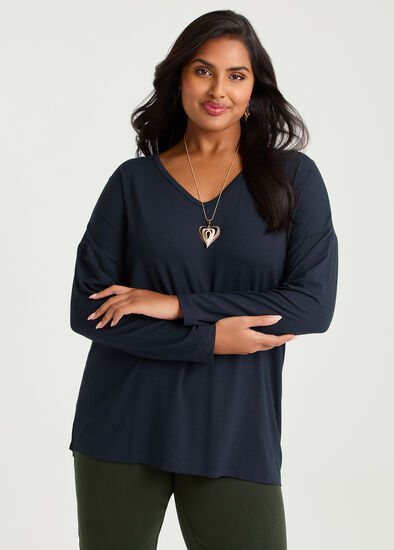 Plus Size Australian Wool Blend V-neck Top