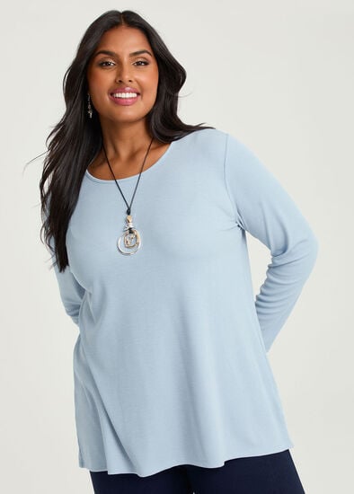 Plus Size Rib Back Button Detail Top