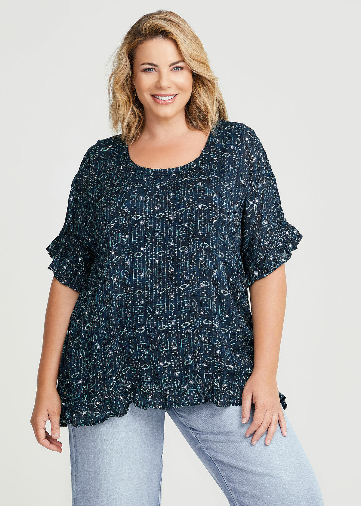 Shop Plus Size Shibori Sequin Top in Multi Sizes 12 30 Taking