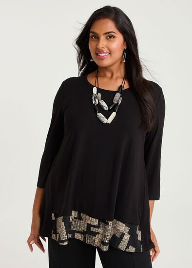 Plus Size Tab Back Spliced Natural Top