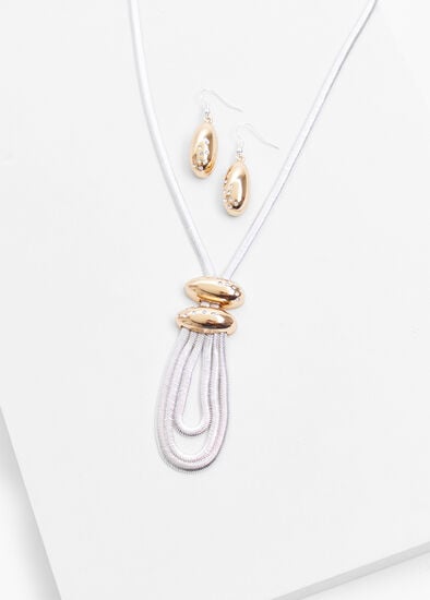 Two Tone Necklace & Earring Set