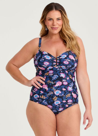 Plus Size Coastal Blooms One Piece Swimsuit