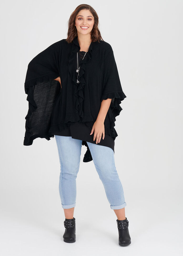 Ruffle Trim Cape, , hi-res