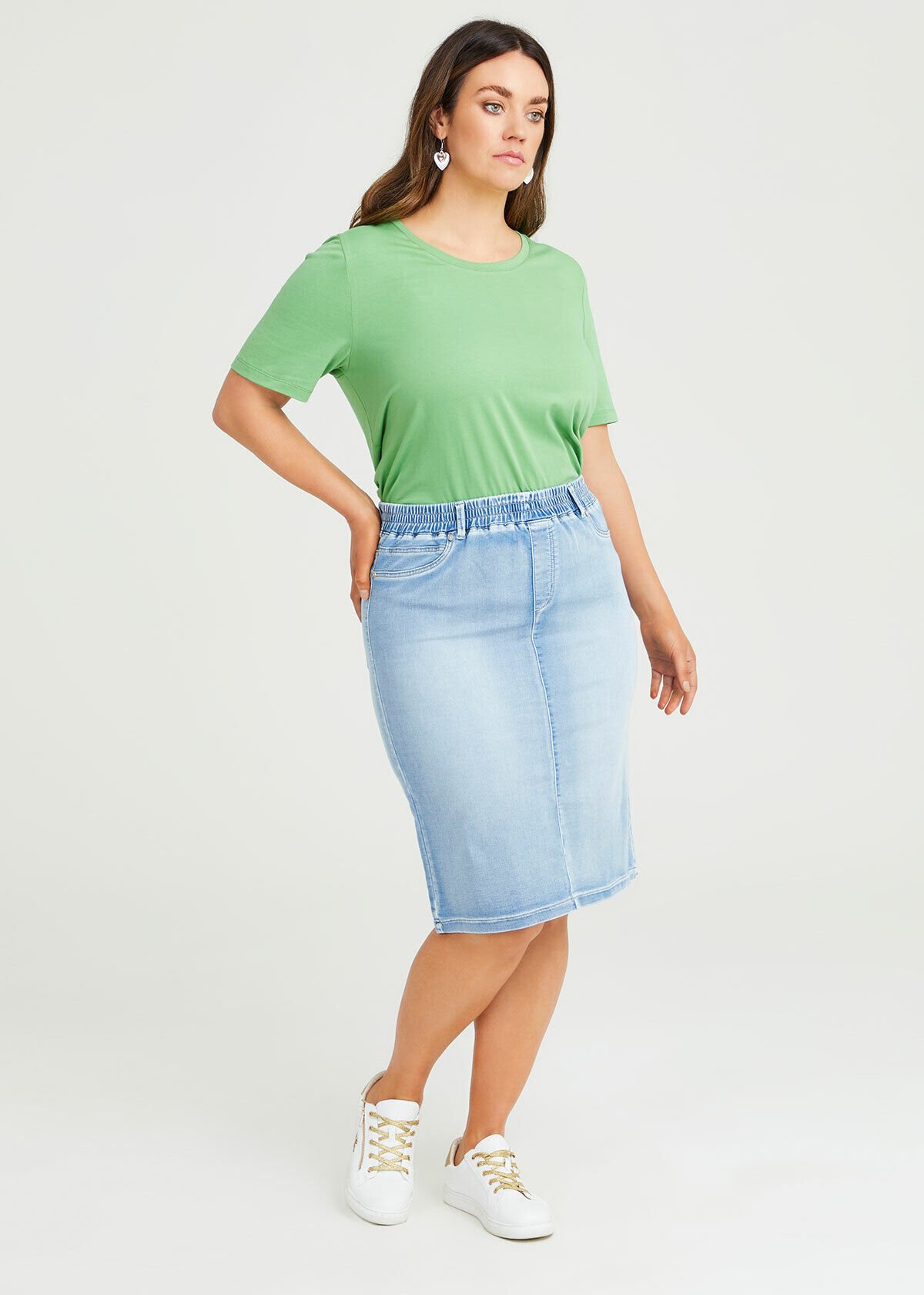 Pull on hot sale jean skirt