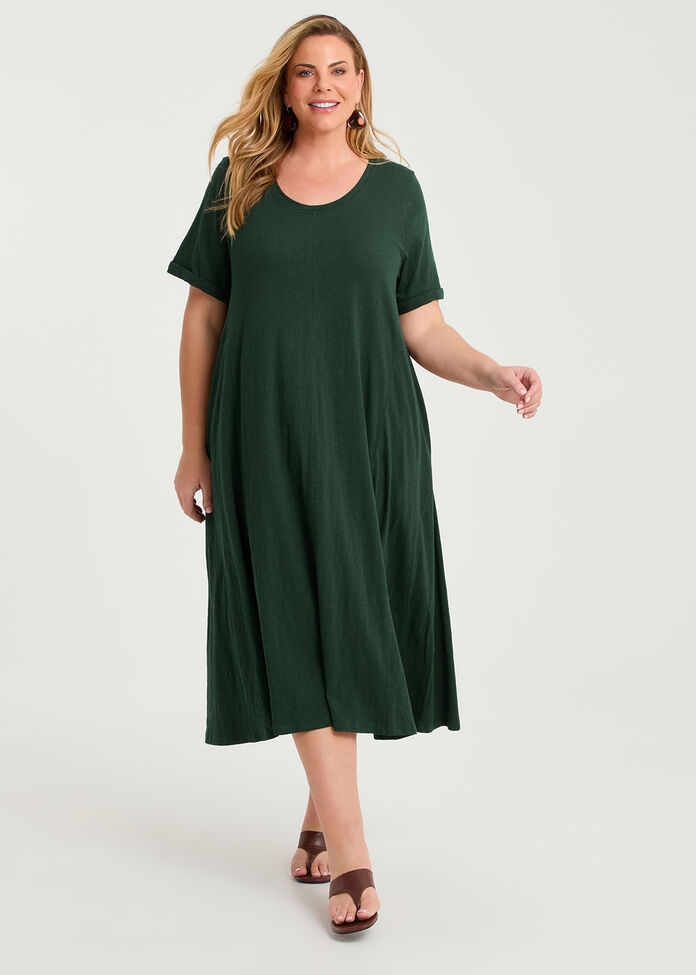 Cotton Seam Detail Swing Dress, , hi-res