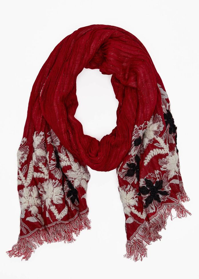 Crushed Paisley Boarder Scarf, , hi-res