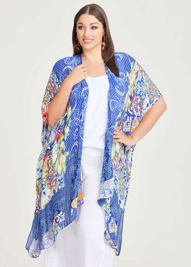 Blue Print Cape Kimono