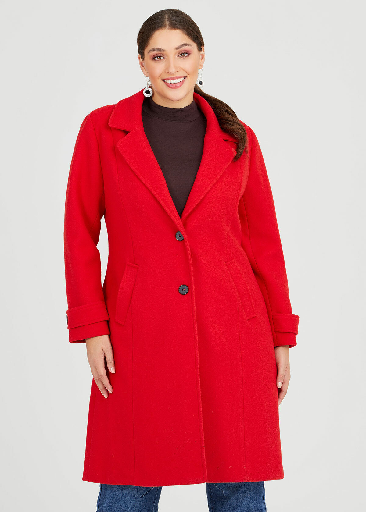 Plus size red on sale peacoat