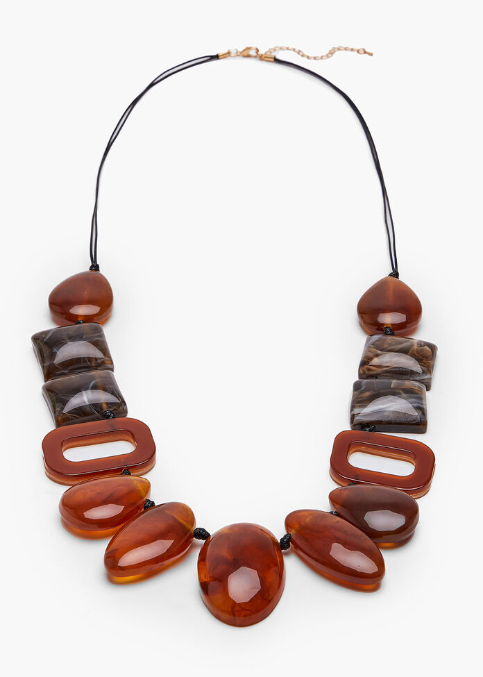 Neutral Resin & Cord Necklace, , hi-res