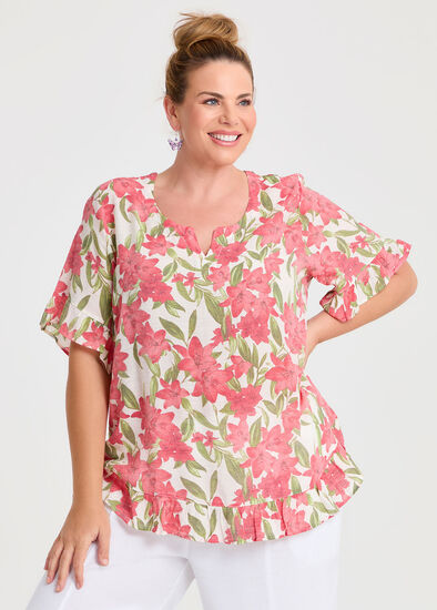 Plus Size Salsa Ruffle Natural Top