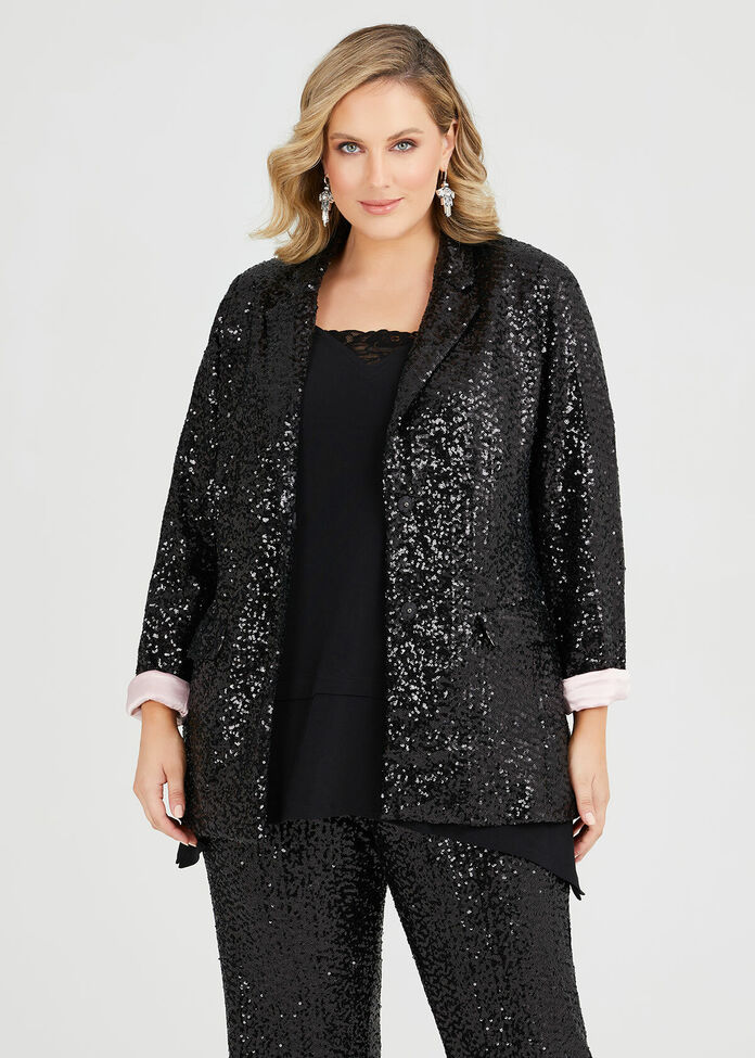 Shop Plus Size Sparkle Sequin Jacket in Black | Taking Shape AU