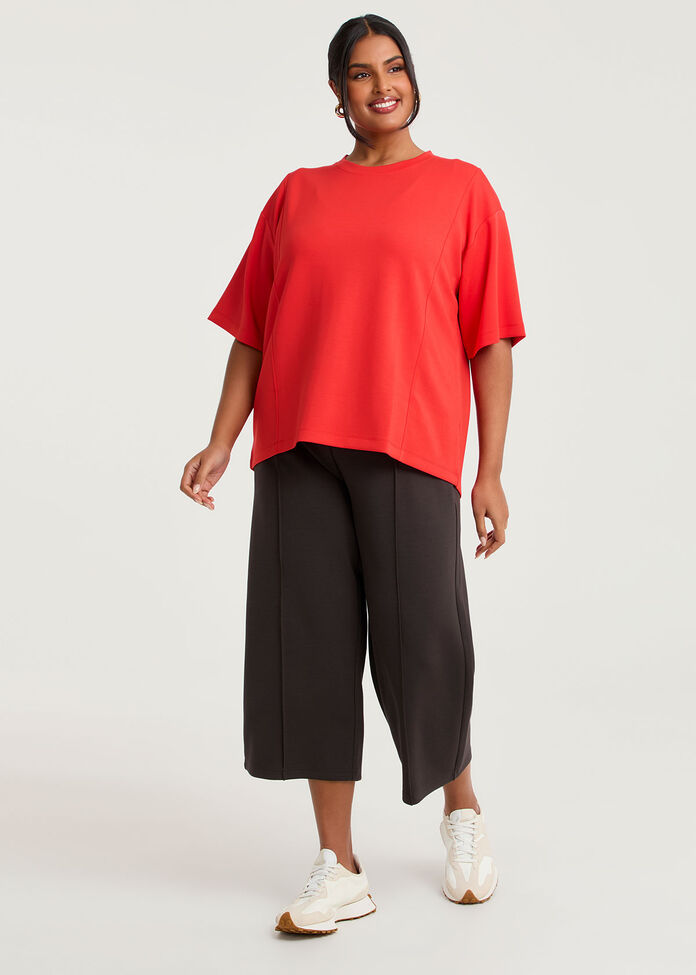 Luxe Touch Relaxed Seam Detail Top, , hi-res