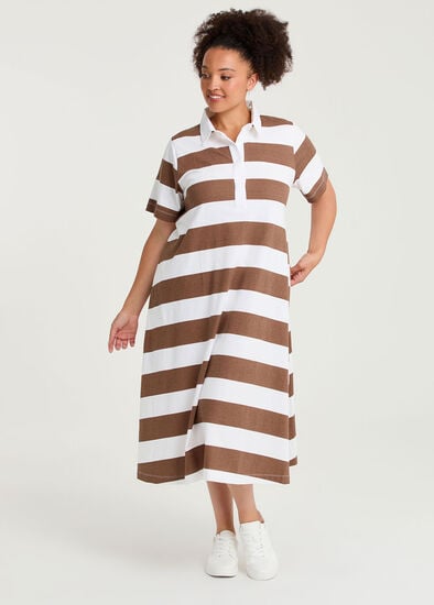 Plus Size Cotton Maxi Polo Dress