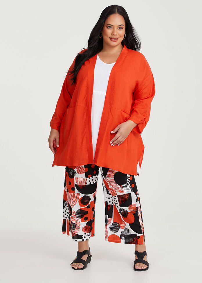 Drape Linen Bamboo Cardigan, , hi-res