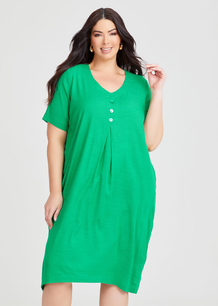 Button Detail Natural Tulip Dress, , hi-res