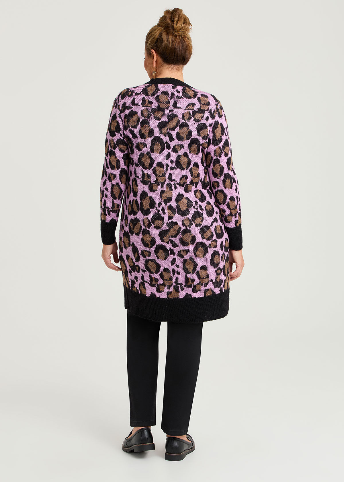 Shop Plus Size Leopard Long Wool Mix Cardigan, | Taking Shape AU