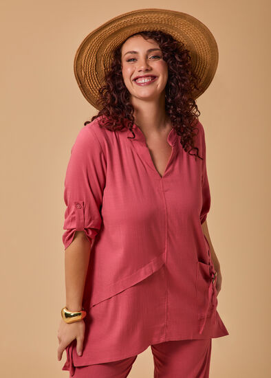 Plus Size Asymmetric Natural Tunic