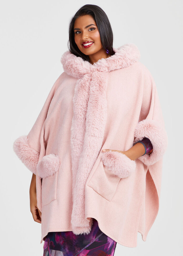 Shop Hooded Fur Cape in Pink Accessories Taking Shape NZ