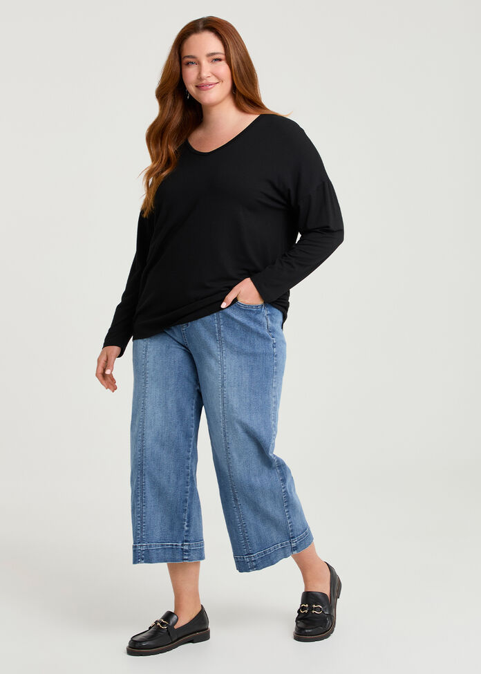 Australian Wool Modal V-neck Top, , hi-res